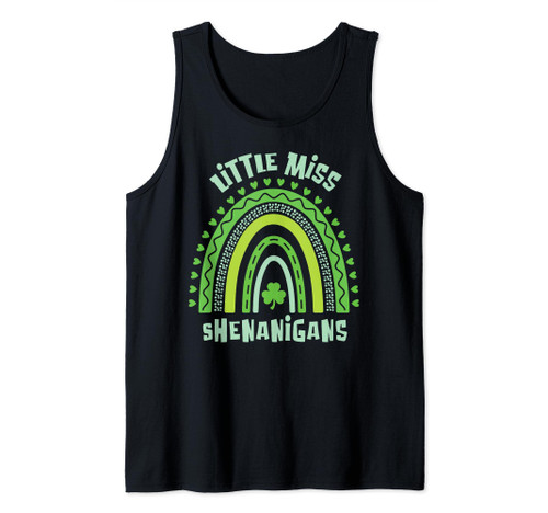 Little Miss Shenanigans - St. Patrick's Day Clover Rainbow Tank Top