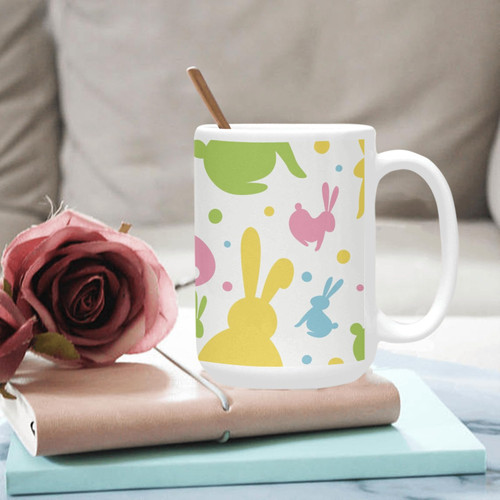 susiyo Ceramic Mug 15 Oz Easter Colored Bunny Rabbits Ceramic Coffee Mug Tea Cups