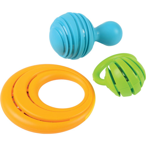 Constructive Playthings Calypso Baby Musical Toys, Includes Shaker, Rattler and Tambourine, Playroom Essentials, Learn Rhythm and Sound, Multicolor, 3-Piece Set for Ages 6 Months & Older