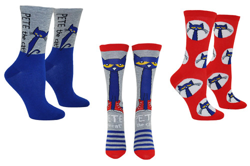 Pete the Cat Socks (Adult) (3 Pair) - (Women) Gifts Crew Socks - Fits Shoe Size: 4-10 (Ladies) Pete the Cat Socks (Adult) (3 Pair) - (Women) Gifts Crew Socks - Fits Shoe Size: 4-10 (Ladies)