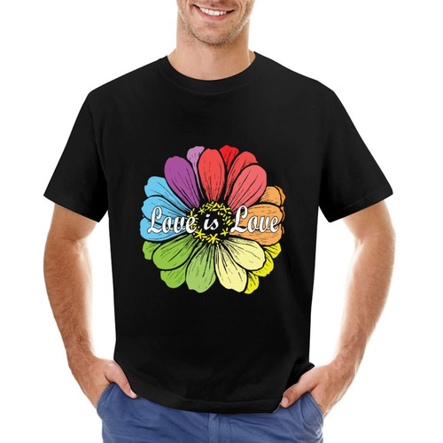 Love is Love Sunflower LGBT Shirt for Men Gay Pride Shirts LGBT T-Shirt Rainbow Equality Lesbian T Shirts Gift to Men