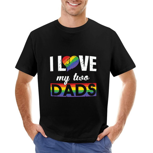 L Love My Dads Gay Shirt for Men Gay Pride Shirts LGBT T-Shirt Rainbow Equality Lesbian T Shirts Gift to Men Cotton Shirts