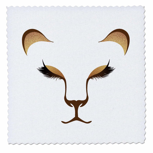 3dRose Glam Image of Gold Lion Face Illustration - Quilt Squares (qs_357025_10)