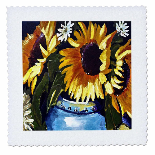 3dRose Image of African Watercolor of Closeup Yellow Daisy in Blue... - Quilt Squares (qs_356395_10) 3dRose Image of African Watercolor of Closeup Yellow Daisy in Blue... - Quilt Squares (qs_356395_10)
