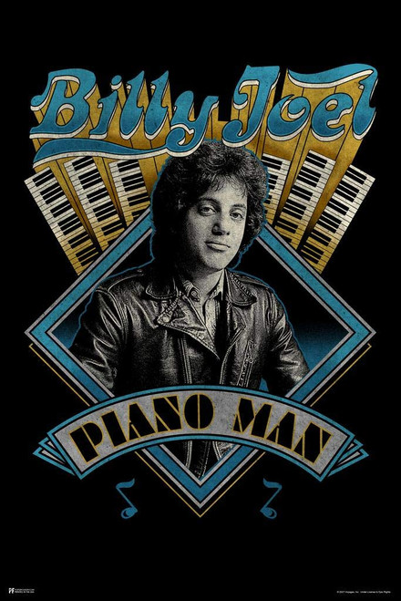 Laminated Billy Joel Piano Man Classic Rock Music Merchandise Retro Vintage 70s 80s Concert Tour Poster Dry Erase Sign 24x36
