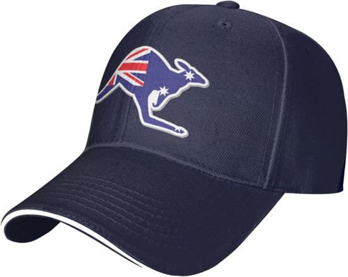 Kangaroo Australian Unisex Baseball Cap Adjustable Snapback Hats Dad Hat Trucker Hat Sandwich Cap Navy Blue