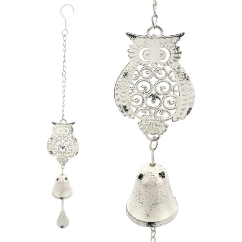 Vintage Metal Owl Wind Chime - Cast Iron Tone Metal Bell Wind Chime Rustic Owl Sympathy Wind Chimes - Hanging Iron Bell for Outdoor Garden and Patio Decor