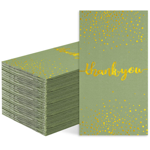 JarThenaAMCS 100Pcs Sage Green Thank You Guest Napkins Gold Foil Disposable Paper Napkins Wedding Dinner Hand Napkin for Wedding Birthday Party Table Decorations JarThenaAMCS 100Pcs Sage Green Thank You Guest Napkins Gold Foil Disposable Paper Napkins Wedding Dinner Hand Napkin for Wedding Birthday Party Table Decorations