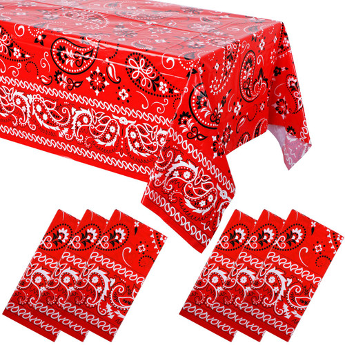 Oudain 6 Pcs 54 x 108 Paisley Table Cloths Western Party Tablecloth Plastic Rodeo Rectangle Table Runner Table Cover Birthday Decorations for Western Cowboy (Cute Paisley) Oudain 6 Pcs 54 x 108 Paisley Table Cloths Western Party Tablecloth Plastic Rodeo Rectangle Table Runner Table Cover Birthday Decorations for Western Cowboy (Cute Paisley)