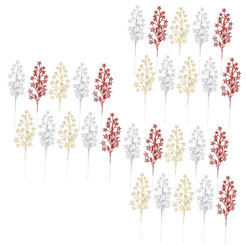 Abaodam 30 Pcs Pentagram Leaves Star Decor Artificial Leaves artificiales para Christmas Tree Picks Floral Picks Realistic Leaves Branch Christmas Leaf Christmas Pendant