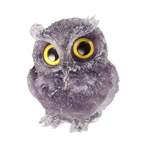 mookaitedecor Amethyst Owl Statue Sculpture Stone, Carved Animals Night Owl Figurine Crystal Ornament for Desktop Office Home Decor