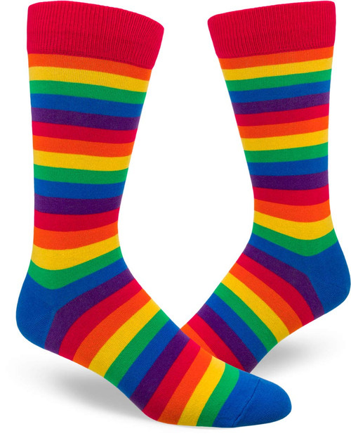 ModSocks Men's Classic Rainbow Striped Crew Socks in Rainbow