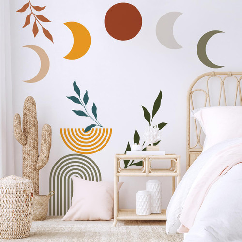 Kingarch Moon Phase Wall Decals Peel and Stick, Large Arch Leaves Vines Removable Wall Stickers & Murals, Home Room Wall Decor for Bedroom Living Room Nursery Classroom Bathroom Playroom Kingarch Moon Phase Wall Decals Peel and Stick, Large Arch Leaves Vines Removable Wall Stickers & Murals, Home Room Wall Decor for Bedroom Living Room Nursery Classroom Bathroom Playroom