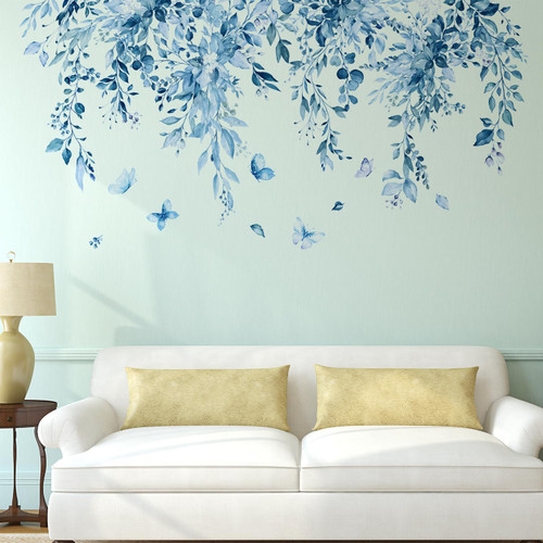 Kingarch Watercolor Hanging Plants Wall Decals Peel and Stick, Leaves Flowers Vines Removable Wall Stickers & Murals,Home Room Wall Decor for Bedroom Living Room Nursery Classroom Bathroom,Blue Kingarch Watercolor Hanging Plants Wall Decals Peel and Stick, Leaves Flowers Vines Removable Wall Stickers & Murals,Home Room Wall Decor for Bedroom Living Room Nursery Classroom Bathroom,Blue