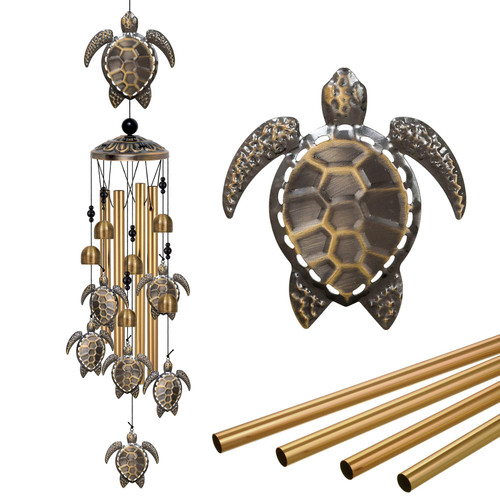 Outdoor Sea Turtles Wind Chimes Decor, Memorial Wind Chimes, Mobile Turtle Wind Bells, Turtle Wind Catcher, Bronze Tortoise Wind Chimes for Home, Yard, Patio, Garden Decoration, Festival Gifts for Mom