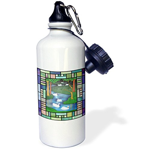 3dRose wb_28184_1"Christmas Seven Swans A Swimming with patterns" Sports Water Bottle, 21 oz, White 3dRose wb_28184_1"Christmas Seven Swans A Swimming with patterns" Sports Water Bottle, 21 oz, White