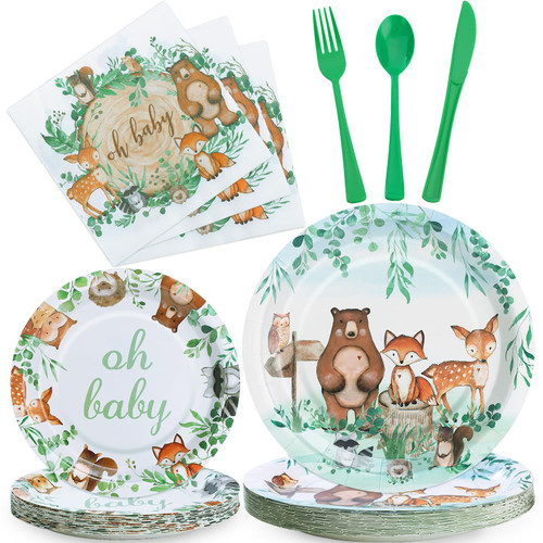 Gudvilla 150 Pcs Woodland Animals Baby Shower Decorations Woodland Baby Shower Plates and Napkins 25 Guests, Woodland Paper Plates for Woodland Forest Creatures Birthday Theme Party Supplies Gudvilla 150 Pcs Woodland Animals Baby Shower Decorations Woodland Baby Shower Plates and Napkins 25 Guests, Woodland Paper Plates for Woodland Forest Creatures Birthday Theme Party Supplies