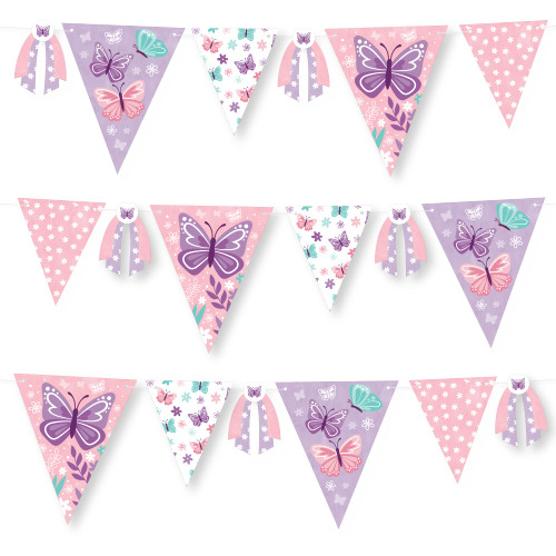 Big Dot of Happiness Beautiful Butterfly - DIY Floral Baby Shower or Birthday Party Pennant Garland Decoration - Triangle Banner - 30 Pieces Big Dot of Happiness Beautiful Butterfly - DIY Floral Baby Shower or Birthday Party Pennant Garland Decoration - Triangle Banner - 30 Pieces
