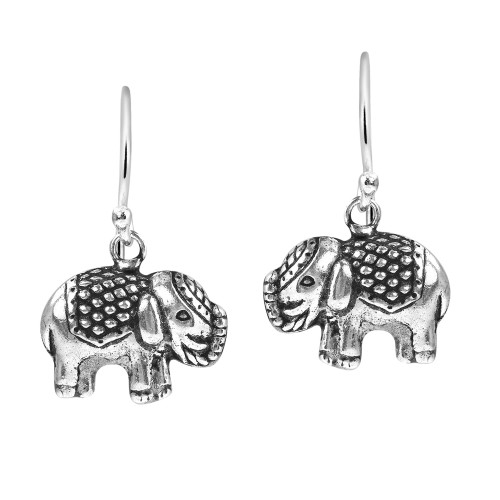 AeraVida Thai Royal Elephant .925 Sterling Silver Dangle Earrings | Sterling Silver Thai Elephant Earrings | Dangle Thai Elephant Earrings for Women | Jewelry Gifts