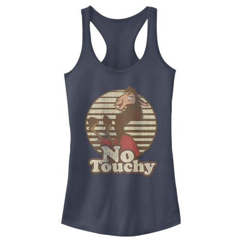 Fifth Sun Junior's Emporer's New Groove No Touchy Slim Fit, Scoop Hem Racerback Tank, Indigo, Small Fifth Sun Junior's Emporer's New Groove No Touchy Slim Fit, Scoop Hem Racerback Tank, Indigo, Small