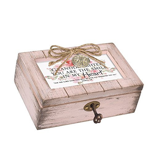 Cottage Garden Granddaughter Smile in My Heart Blush Pink Locket Petite Music Box Plays Amazing Grace
