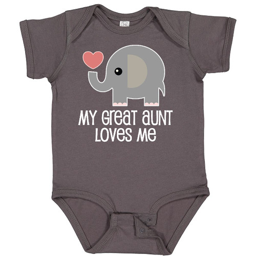 inktastic Great Aunt Loves Me Elephant Baby Bodysuit Newborn Charcoal Grey 2df00 inktastic Great Aunt Loves Me Elephant Baby Bodysuit Newborn Charcoal Grey 2df00