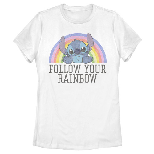 Women's Lilo & Stitch Follow Your Rainbow T-Shirt - White - X Large