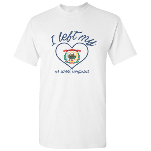 I Left My Heart in West Virginia - Mountain State Pride Charleston T Shirt - Large - White I Left My Heart in West Virginia - Mountain State Pride Charleston T Shirt - Large - White