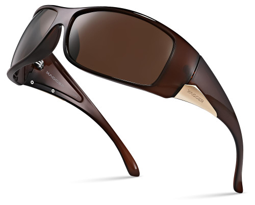 Xagger Wrap Around Oversized Sport Polarized Sunglasses for Men TR90 Frame Driving Fishing Sun Glasses