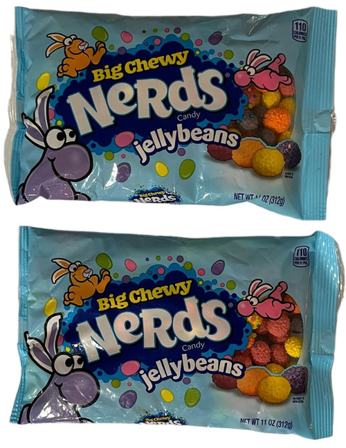 Easter Nerds Big Chewy Jelly Beans 2 Bags (11 oz Each Bag) Grape Lemon Strawberry Orange Easter Basket Candy Comes with a Hello SunShine Fridge Magnet!