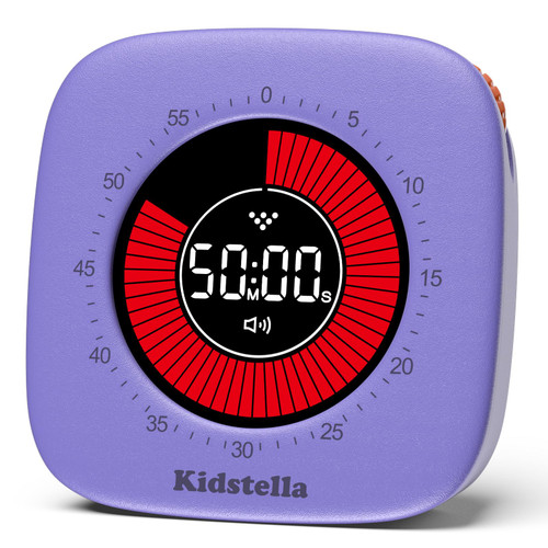 Visual Timer for Kids, Rechargeable 60-Minute Countdown Timer with 4 Alarm Modes, Silent Operation Pomodoro Timer for Classroom Kitchen Office, Autism and ADHD Tools for Kids and Adults, Purple