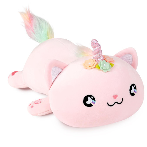 Onsoyours Cute Kitten Unicorn Plush Toy Stuffed Animal Kitty Soft Anime Cat Plush Pillow for Kids (Pink Unicorn Cat, 12")