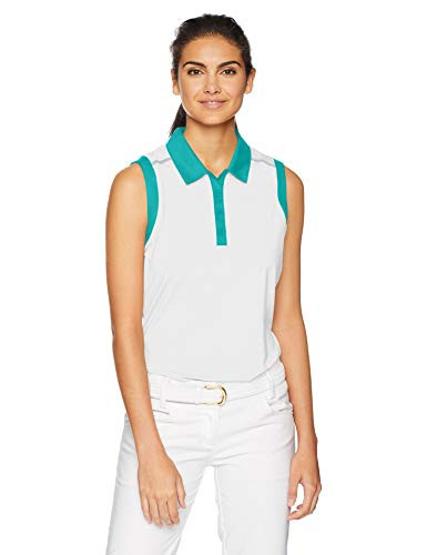 adidas Golf Women's Ultimate 2 Tone Sleeveless Polo, Medium, White