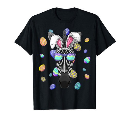 Zebra Easter Bunny Ears Funny Easter Eggs Hunting T-Shirt