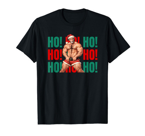 Ho Ho Ho Gay Santa Claus Christmas Rainbow LGBT Pride T-Shirt