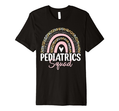 Pediatrics Squad Registered Nurse Leopard Rainbow For Doctor Premium T-Shirt