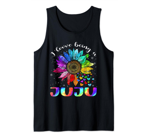 I Love Being A Juju Rainbow Sunflower Heart Mothers Day Tank Top