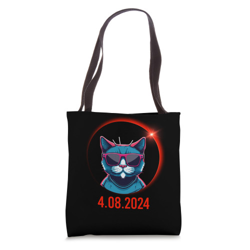 Cat Solar Eclipse 2024 Total Eclipse April 8th Tote Bag