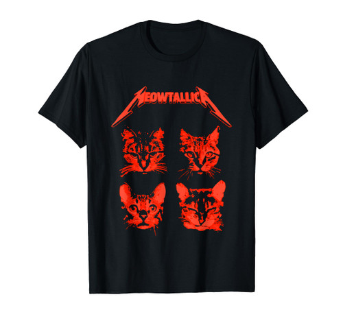 Funny Meowtallica Parody Band Cat Kitten Lover T-Shirt