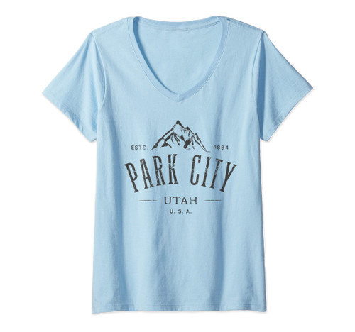 Womens Park City Utah Awesome Mountain Design Souvenir V-Neck T-Shirt