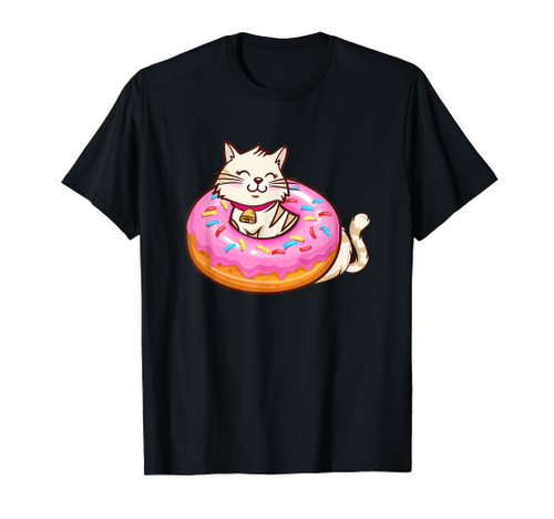 Cute Cat in a Donut Funny Doughnut Cat Donut Lover T-Shirt