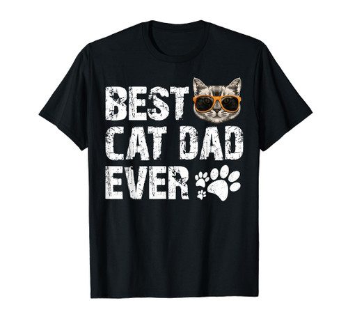 BEST CAT DAD EVER Kitten Cat Daddy Gift Vintage Retro T-Shirt