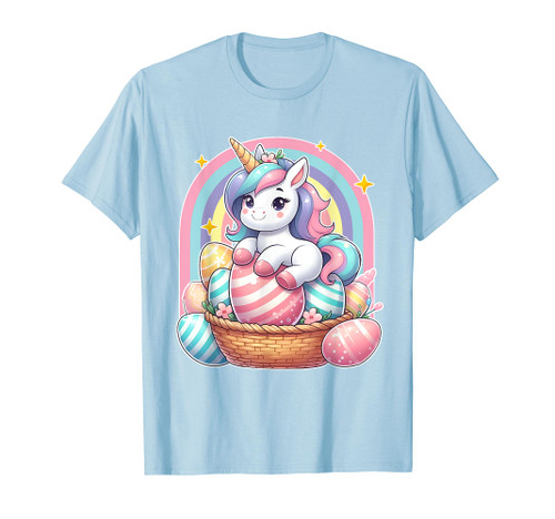 Unicorn Happy Easter Day bunny Rainbow egg T-Shirt