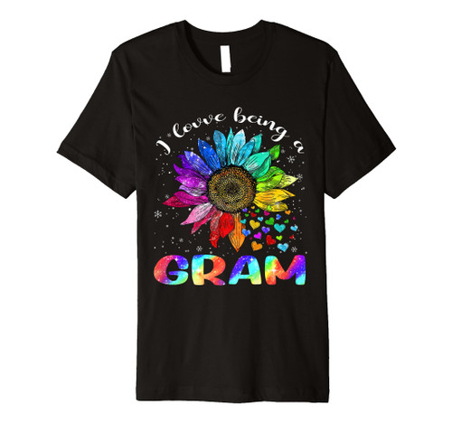 I Love Being A Gram Rainbow Sunflower Heart Mothers Day Premium T-Shirt
