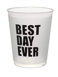 Best Day Ever - 18oz Plastic Cups Disposable Reusable - 12 Pack - Fun & Chic, Unbreakable Frost Flex Drinkware, Disposable Cups for Party, Weddings, Birthdays, Beach & Pool