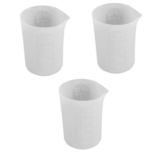 DECHOUS 3 Pcs Scale Cups Clear Paint Graduated Measuring Cup Paint Mixing Cup Silicone Measuring Beaker 500ml Measuring Cup Liquid Measuring Cups Mugs Glass White Graduated Cup