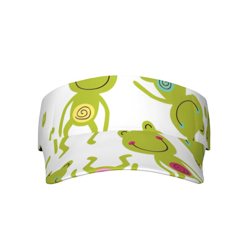 Cartoon Frog Print Adult Sunscreen Visor Cap Sports Adjustable Sun Hat Cap for Beach Pool Golf Tennis Unisex