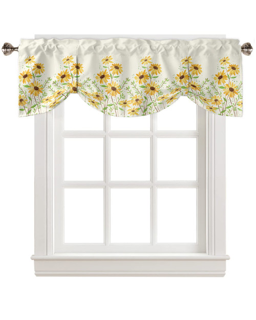Yellow Flower Tie Up Valance for Windows,Watercolor Spring Adjustable Curtain Valance,Rustic Leaves Tie-up Shade Valance,Beige Rod Pocket Curtains,Garden Valance Curtains for Bedroom Bathroom 42x12in Yellow Flower Tie Up Valance for Windows,Watercolor Spring Adjustable Curtain Valance,Rustic Leaves Tie-up Shade Valance,Beige Rod Pocket Curtains,Garden Valance Curtains for Bedroom Bathroom 42x12in