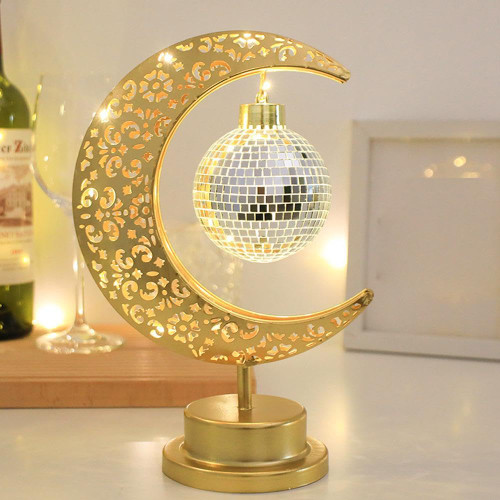 Novelty Disco Night Light,Table Lamps Moon Ramadan Lamp Hanging Enchanted Lunar Lamp,Hanging Moon Lamp Disco Moon Night Light,Battery Operated Hanging Enchanted Lunar Lamp for Home Bedroom Decor