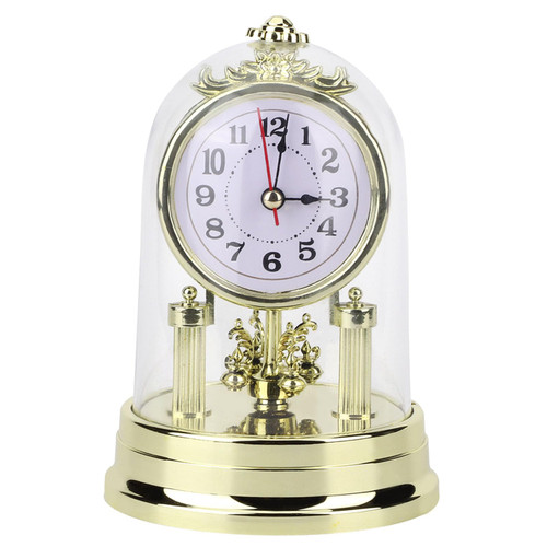 LIZEALUCKY Retro Round Silent Alarm Clock, Digital Alarm Clock European Retro Style Table Clocks Antique Silent Desk Clock for Living Room Bedroom Home Office Decor,Gold